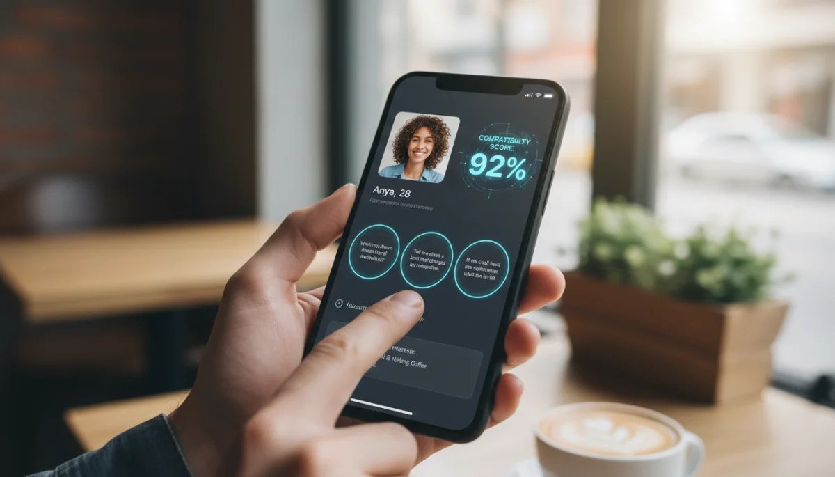 AI-powered conversation prompts on a dating app profile