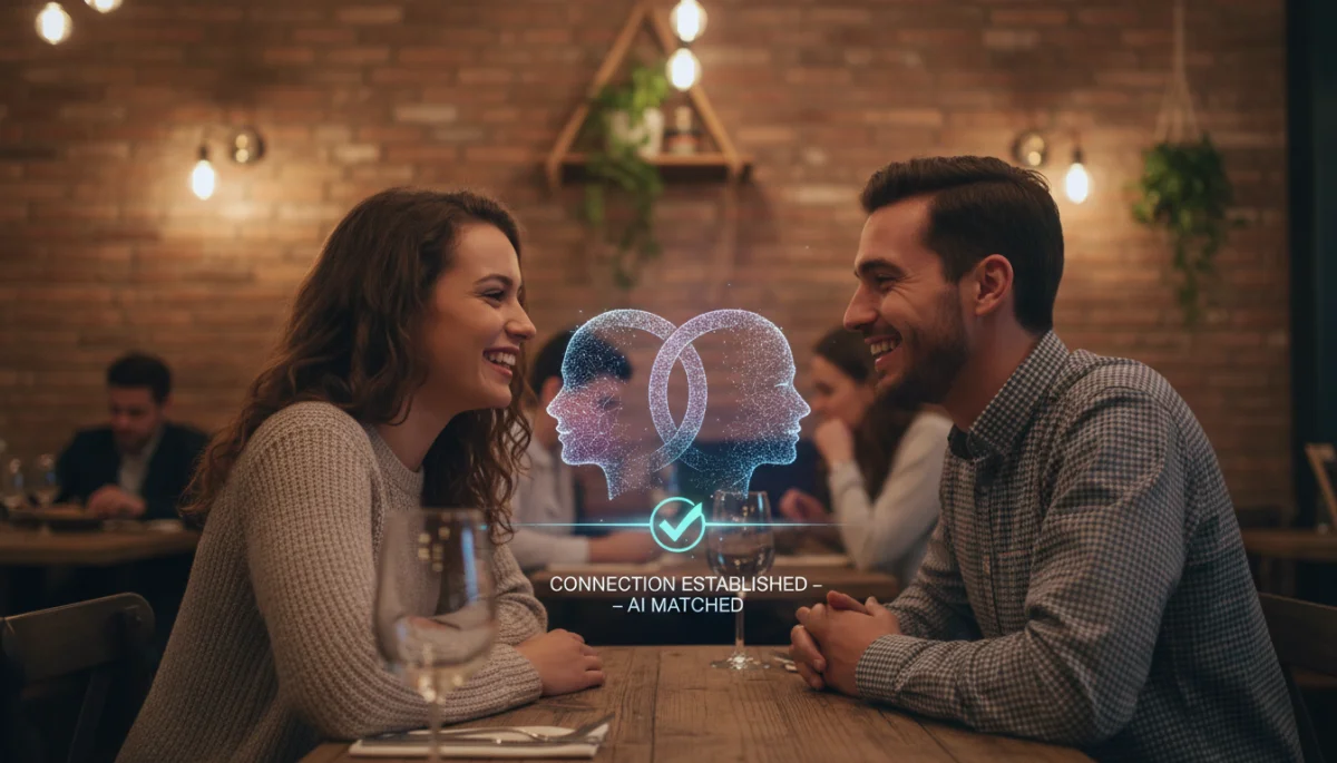 Couple on a successful date, facilitated by AI matching