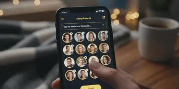 Bumble app screen showing the 'Compliments' feature in action