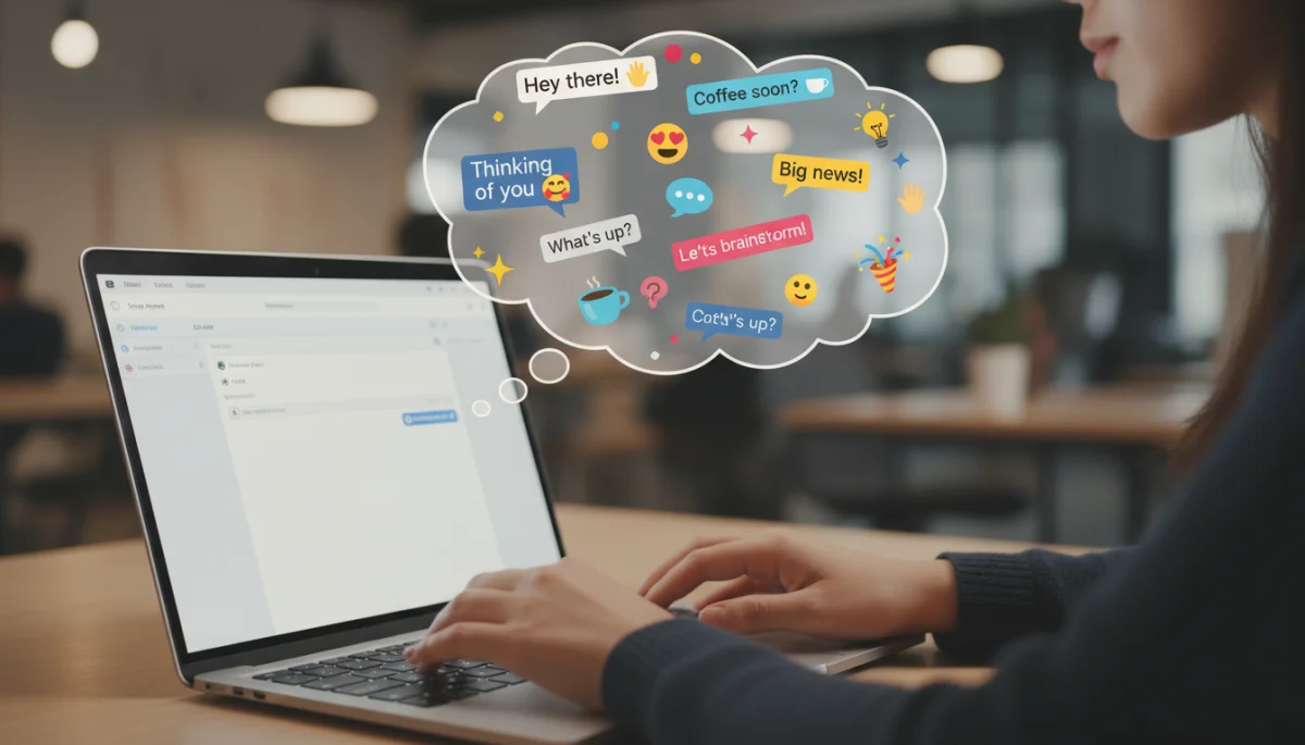 Person crafting creative and personalized messages on a laptop.
