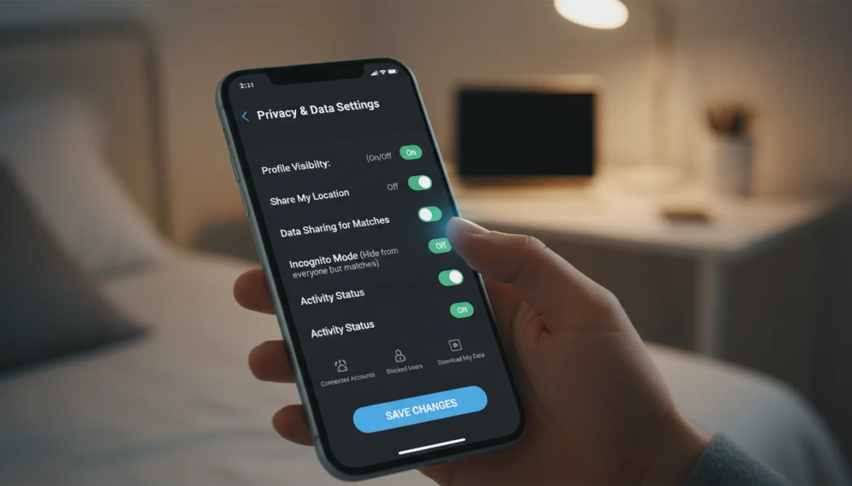 User adjusting privacy settings on a dating app