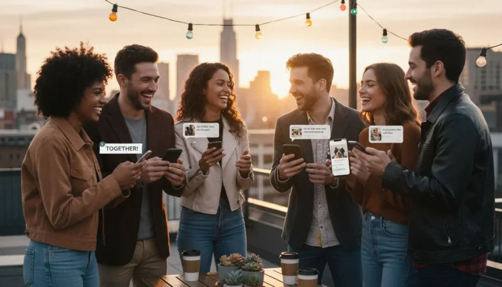 People happily using dating apps for long-term connections