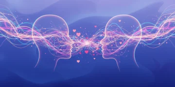 Illustration of digital connection leading to romantic chemistry