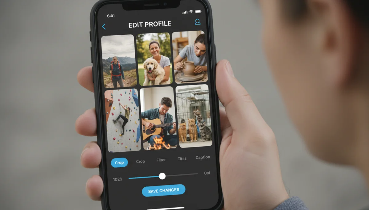 Editing diverse and authentic profile pictures on a dating app.