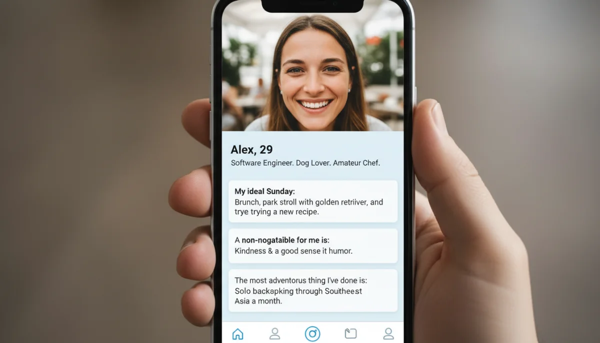 Example of an effective dating app profile on a smartphone.