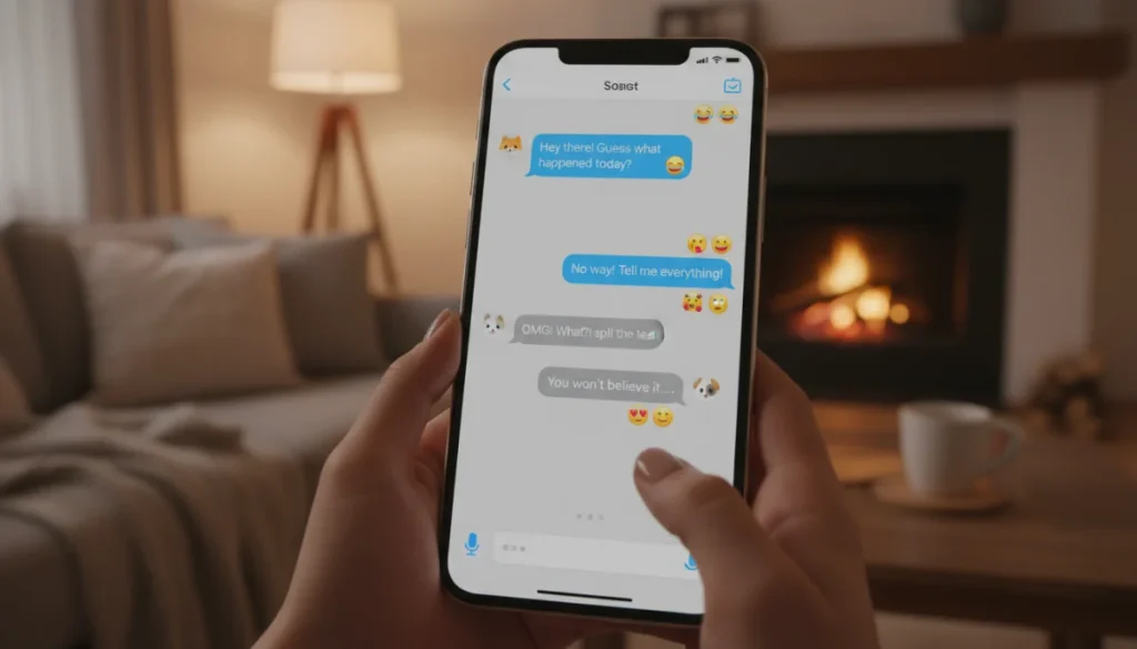 Engaging chat conversation on a smartphone, illustrating sustained online interaction.