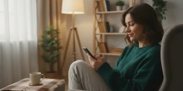 Introvert thoughtfully optimizing dating app profile on smartphone