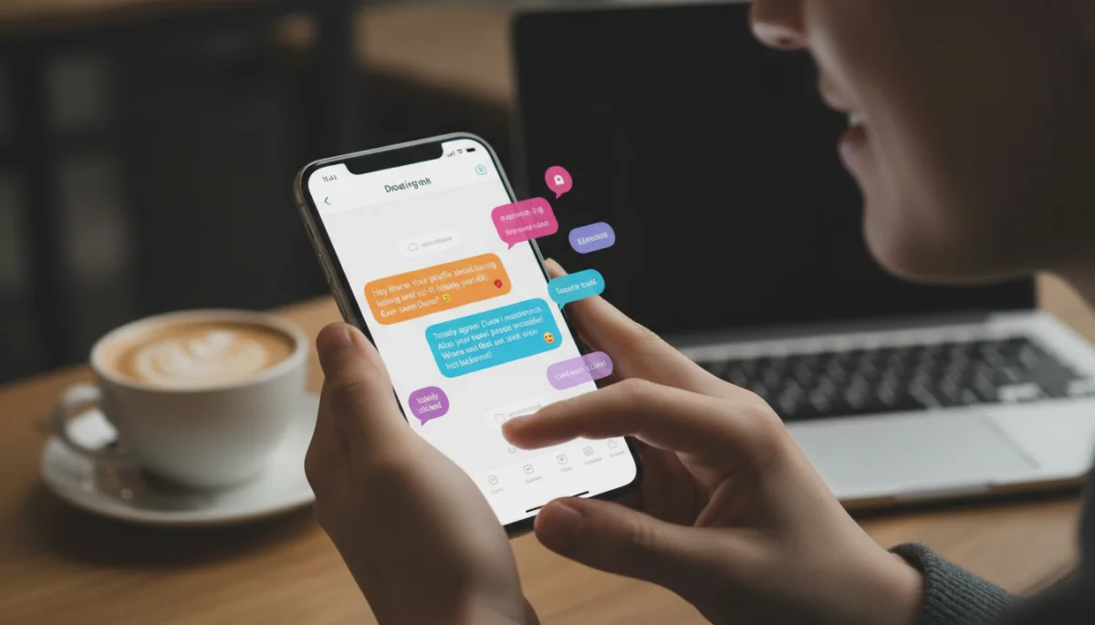 Person engaging in meaningful conversation on dating app