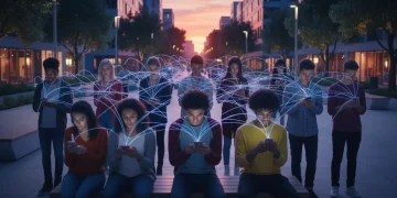 Young adults engaging with dating apps, illustrating micro-dating trends and digital connections.