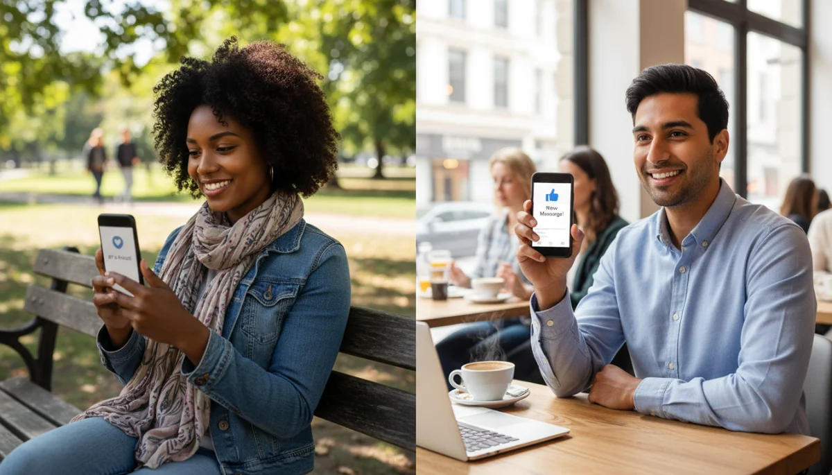 People engaging with dating apps on their smartphones