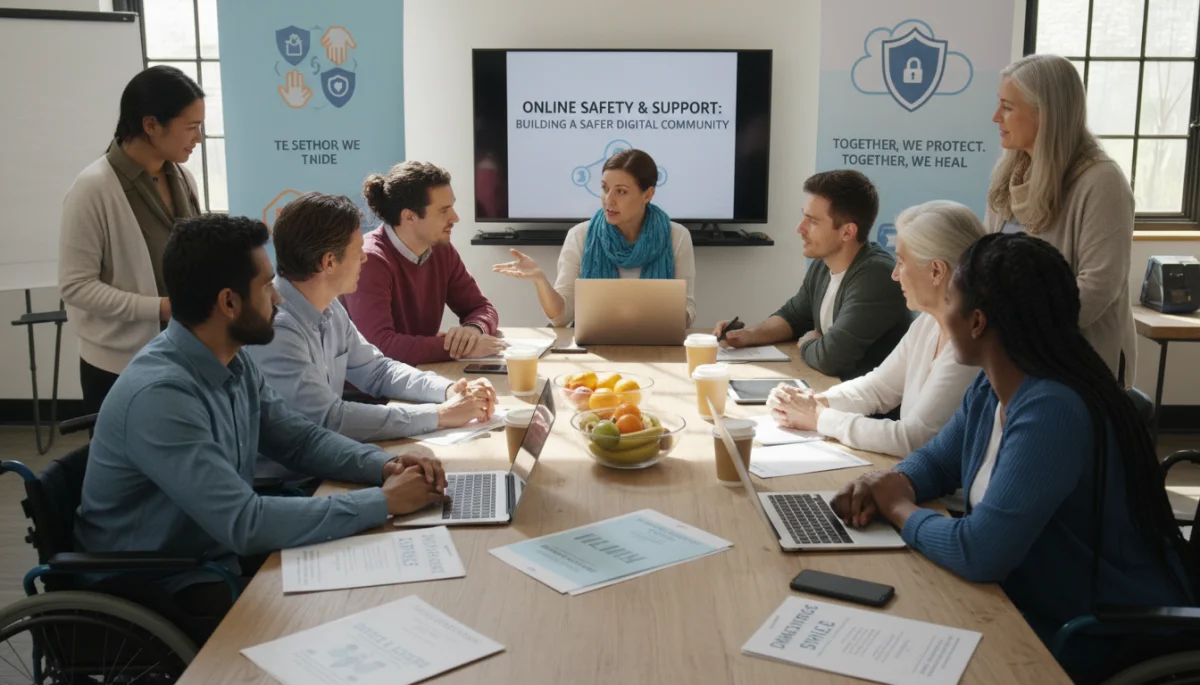 Group discussing online safety and support