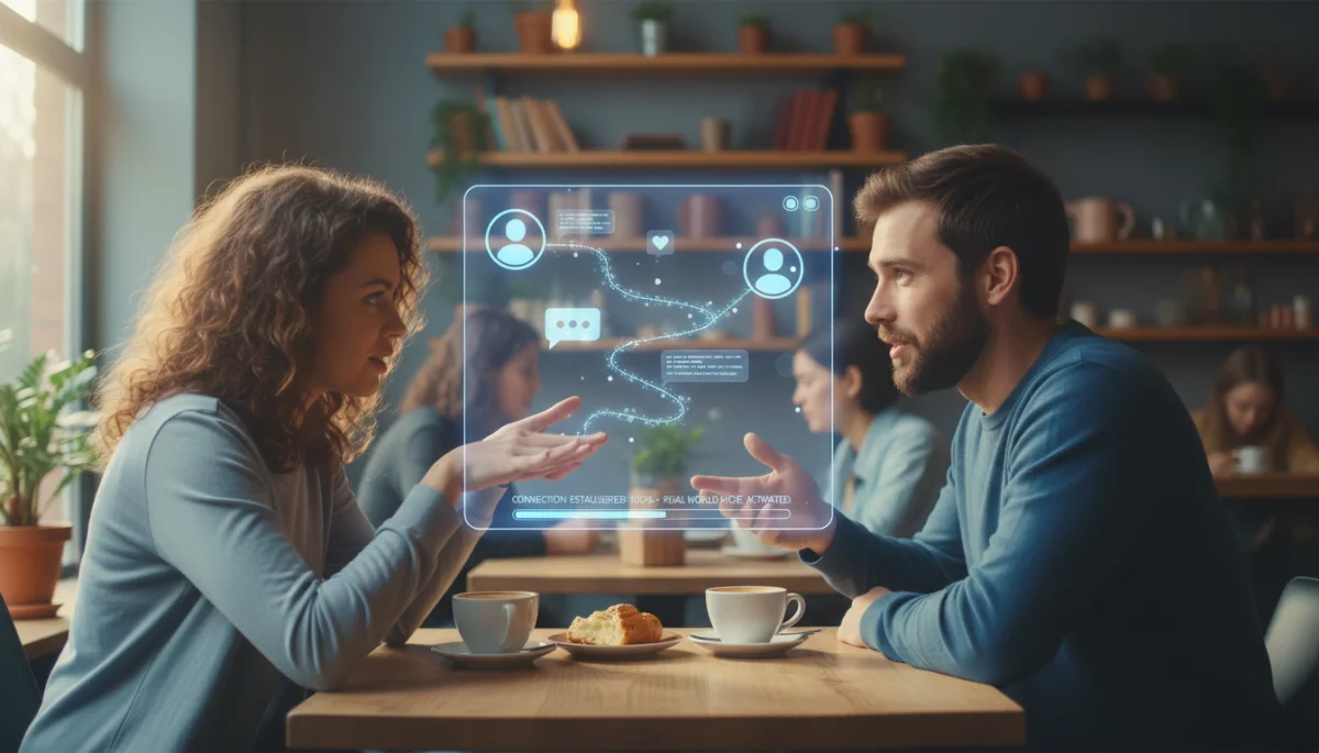 Couple enjoying a real-life date after meeting on a dating platform.