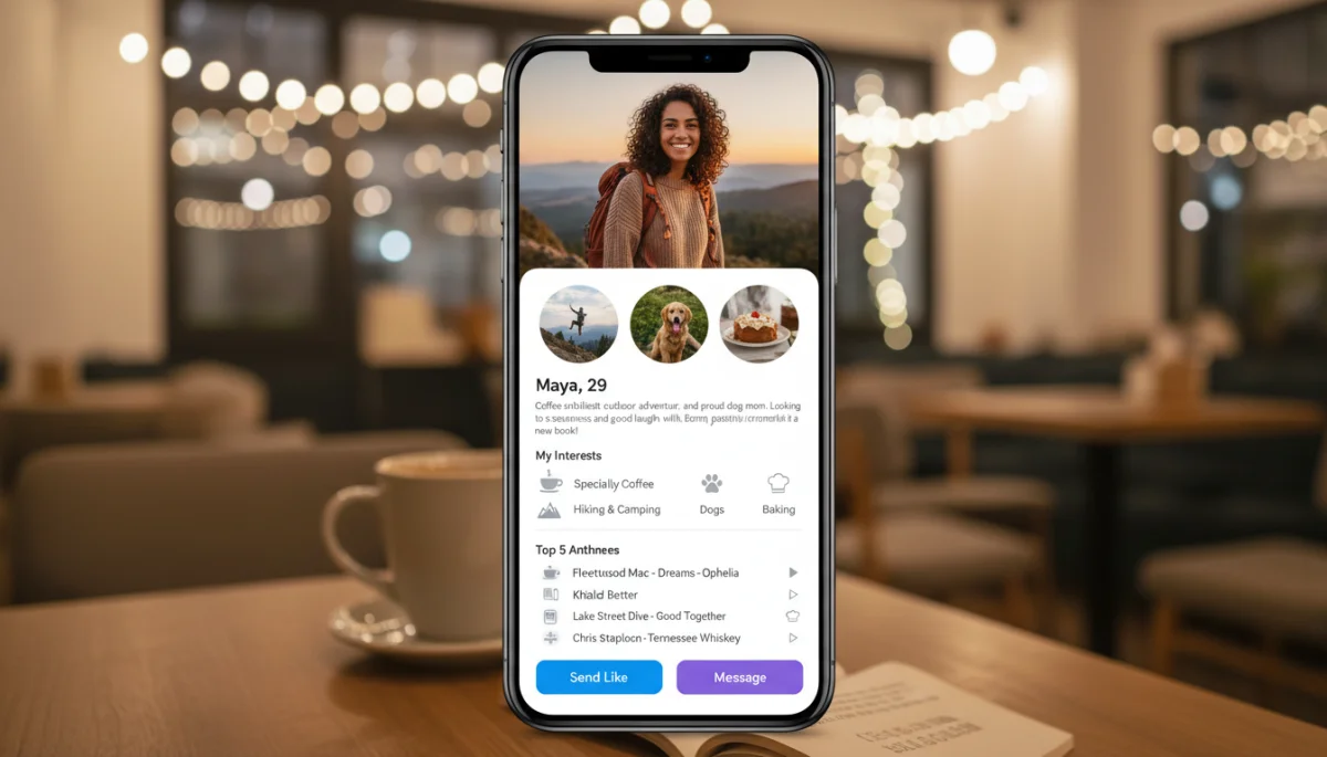 Optimized dating app profile with engaging photos and concise bio.