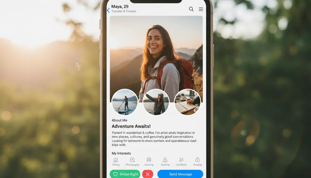 Optimized dating profile on smartphone screen with engaging photos