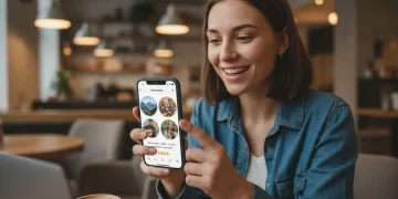 Confident person optimizing their dating app profile on a smartphone.