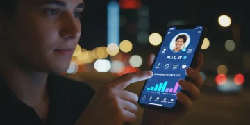 Thoughtful person optimizing dating app profile for increased engagement