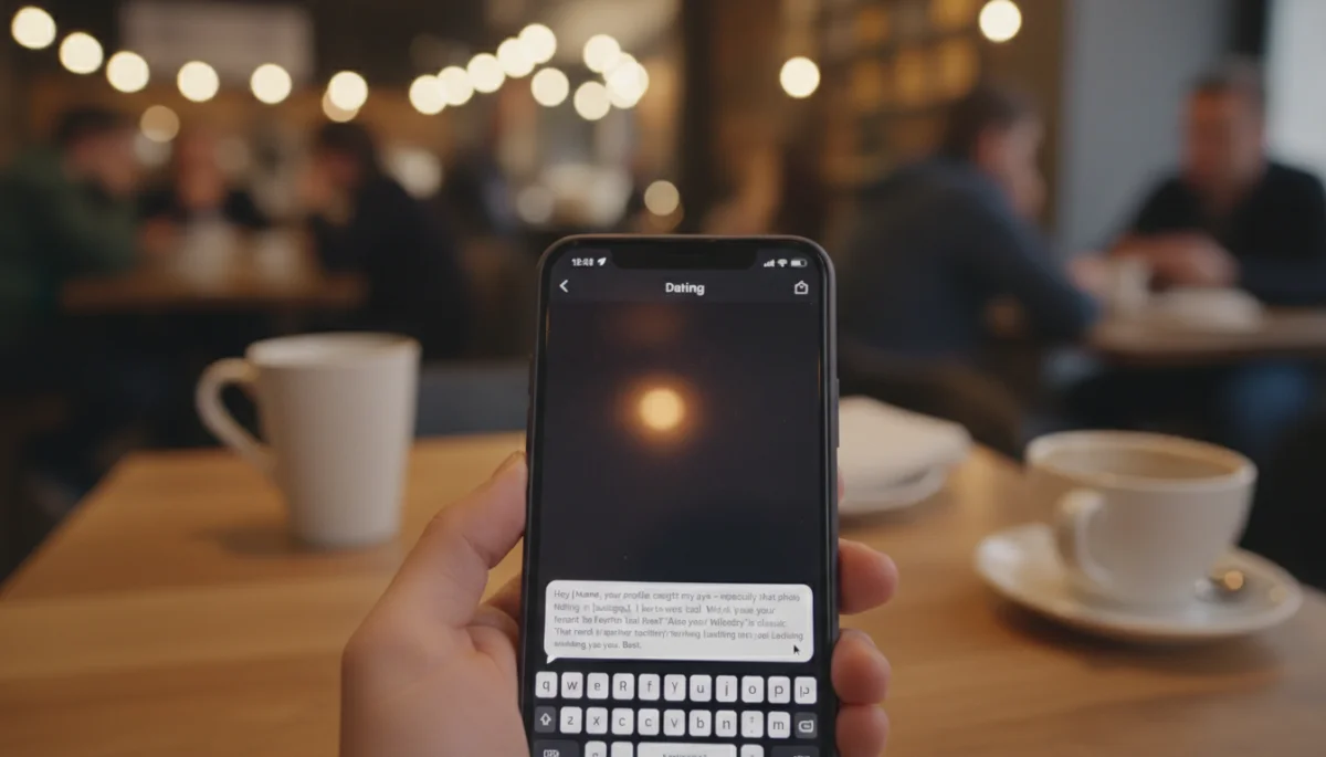 Crafting a personalized dating app message on a smartphone.