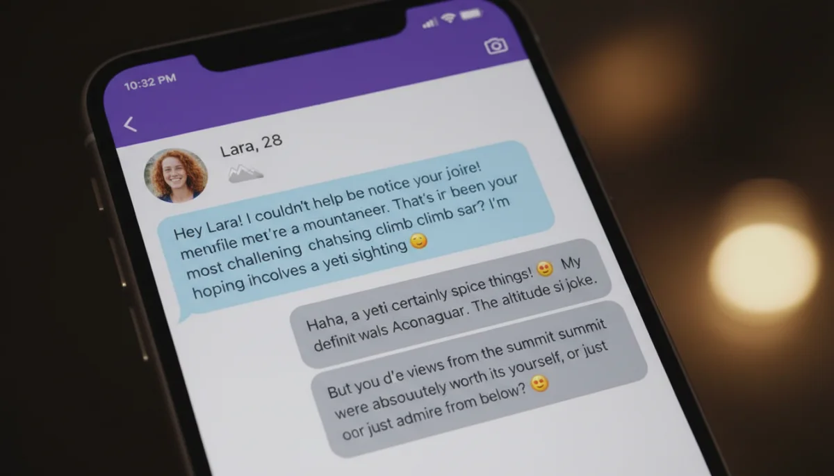 Personalized dating app message sparking positive response.