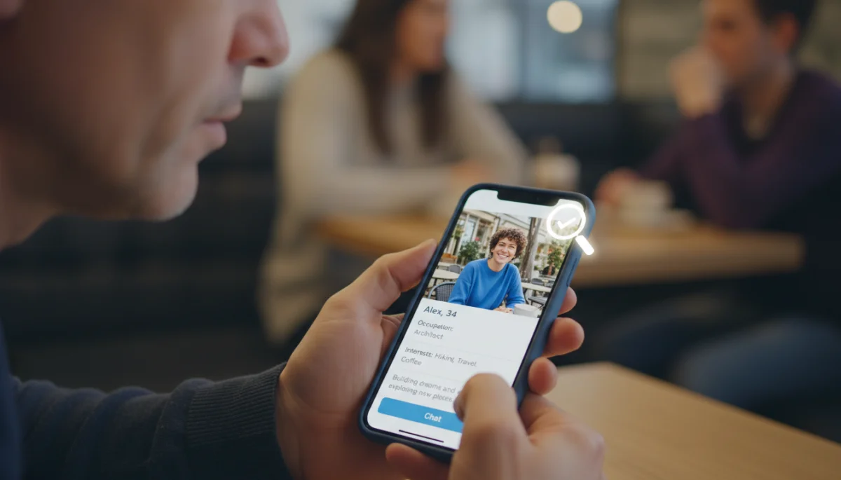 Reviewing a dating app profile for safety before a first date