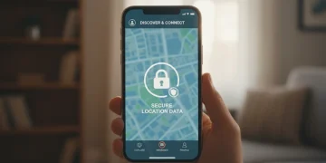 Smartphone showing secure dating app location settings