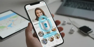 Secure dating app profile on smartphone screen with padlock icon