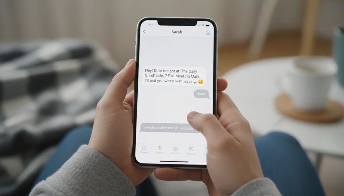 Sharing date details with a trusted friend on a smartphone