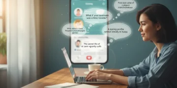 Thoughtful person using writing prompts to enhance their dating profile.